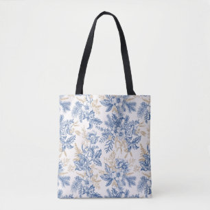 Blå vinter-Vintagen Flower Mönster Tygkasse