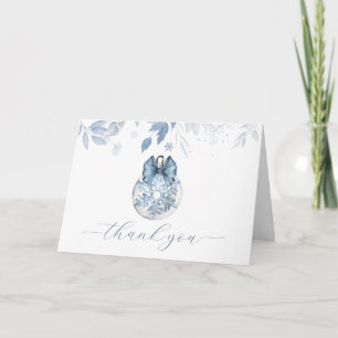 Blå vinterbåge snöflinga prydnad Baby Shower Tack Kort