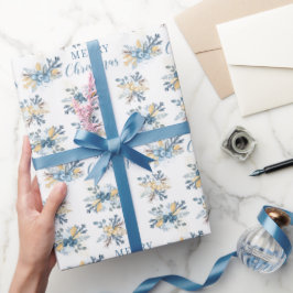 Blå vinterbär god jul inslagna pappert presentpapper