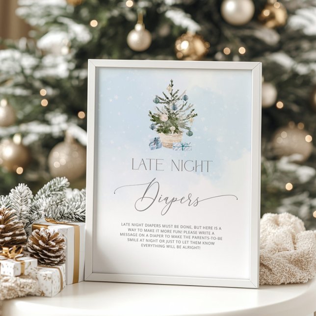 Blå vinterblöjor för Jul träd Poster (Skapare uppladdad)