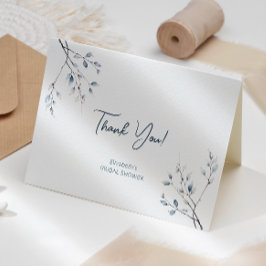 Blå vinterbotanisk tackkort med blommotiv