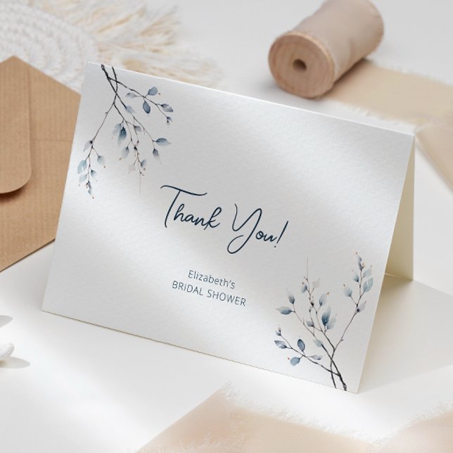 Blå vinterbotanisk tackkort med blommotiv (Skapare uppladdad)