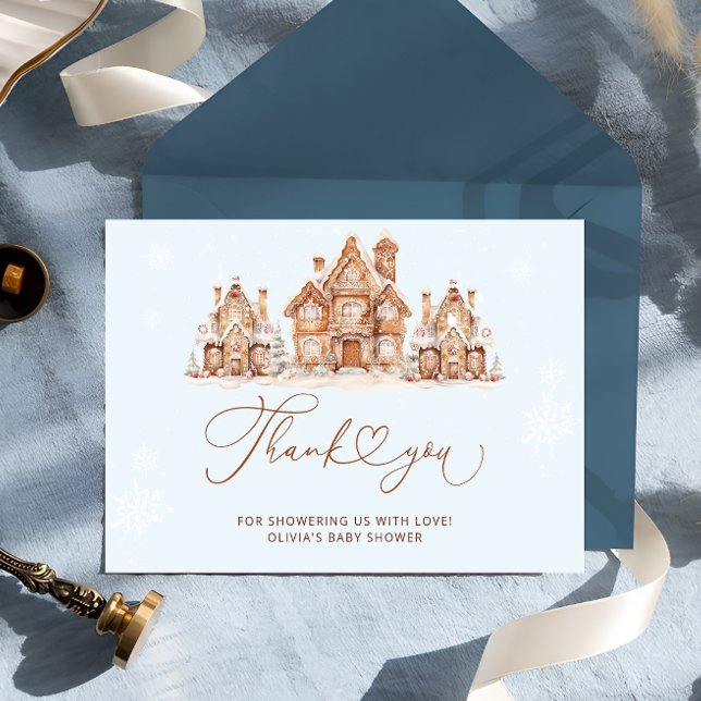 Blå vinterjul - babyskor - tackkort kort (Skapare uppladdad)