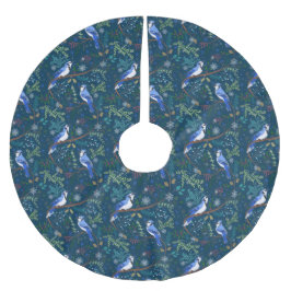 Blå vinterkajar julgransmatta borstad polyester