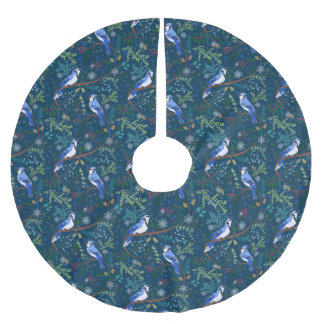 Blå vinterkajar julgransmatta borstad polyester