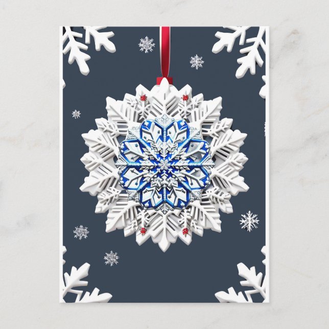 Blå Vintermagi ✨ Snöflinga Elegans Högtid Vykort (Framsida)