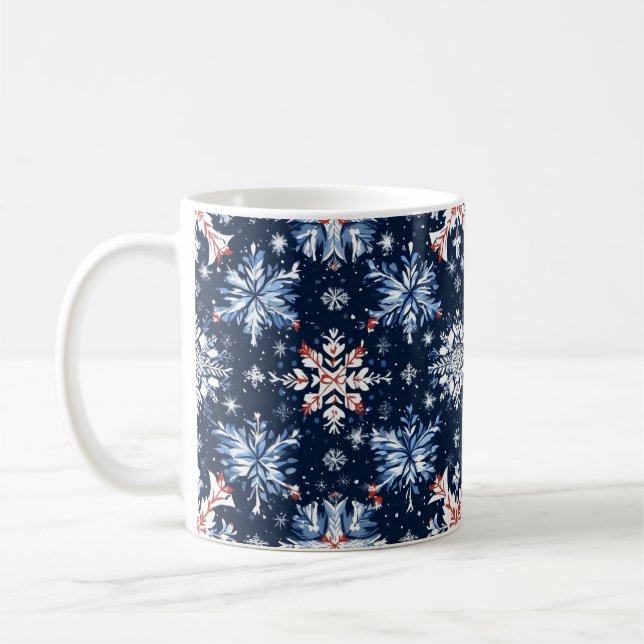 Blå vintermönster kaffemugg (Vänster)