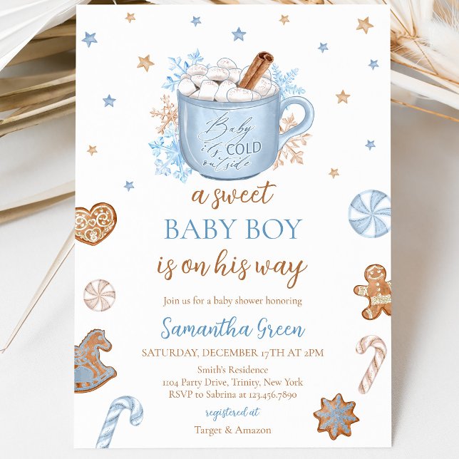 Blå vinterpojke Baby Shower Inbjudningar (Skapare uppladdad)