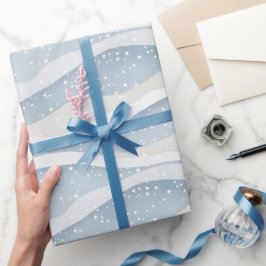 Blå Vintersnöfall Våg Personligt Mönster Presentpapper