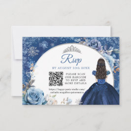 Blå vintersnöflake Quinceanera QR-kod OSA Kort