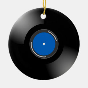 Blå vinylpost julgransprydnad keramik
