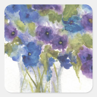 Blå Violet Flower Vas.jpg Fyrkantigt Klistermärke