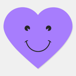 Blå Violett Ansikte Hjärtformat Klistermärke