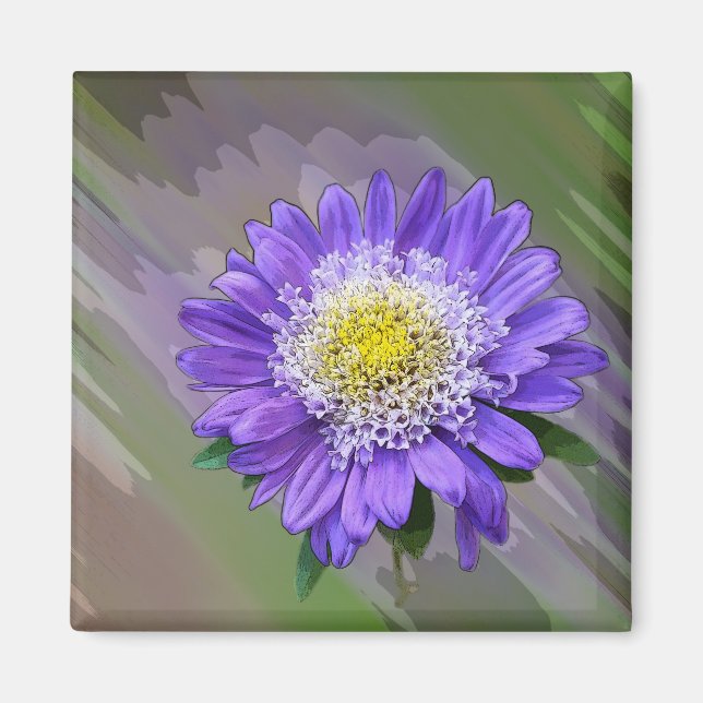 blå violett blomma magnet (Framsidan)