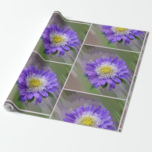 blå violett blomma presentpapper (Utrullad)