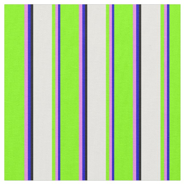 Blå, violett, chartreuse, vit och svart Färgad Tyg (Närbild)