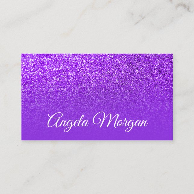 Blå Violett Lila Ombre Glitter Foto Visitkort (Framsida)