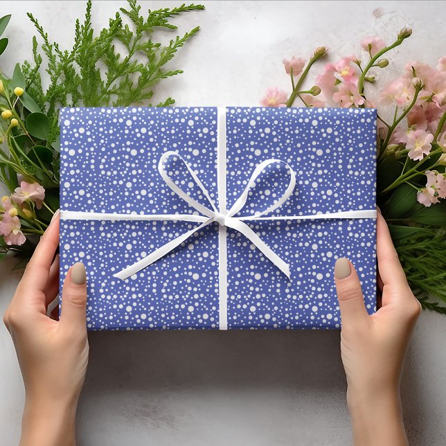 Blå violett Random Sized White Polka dots Presentpapper (Skapare uppladdad)