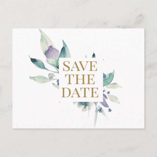 Blå Violett Ros Vattenfärg Mönster Anpassad Meddelande Vykort (Framsida)