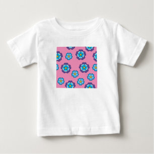 Blå Violett Rosa Blommönster T Shirt