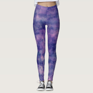 Blå violett Rosa - vattenfärgsabstraktion Leggings