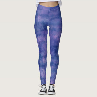 Blå violett Rosa - vattenfärgsabstraktion  Leggings