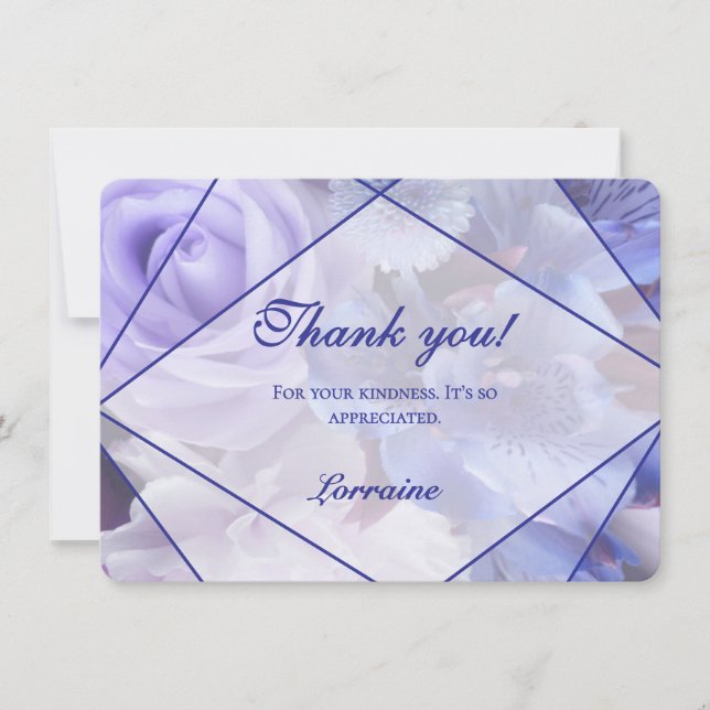 Blå Violetta Blommor Tacksamhetskort Tack Kort (Framsida)