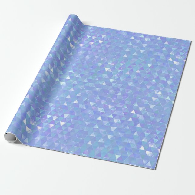 Blå Violetta Trendiga Trianglar Geometrisk Fest Presentpapper (Utrullad)