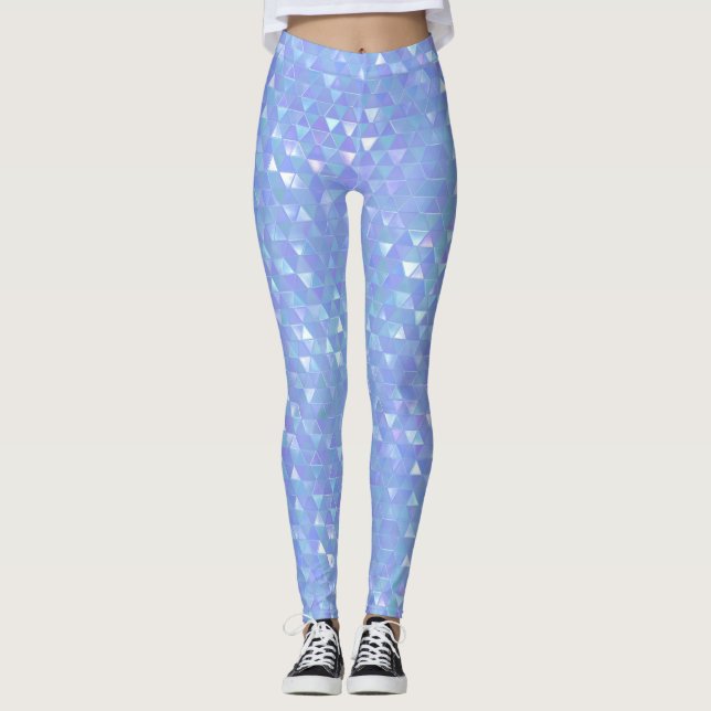 Blå Violetta Trendiga Trianglar Geometrisk Leggings (Framsida)