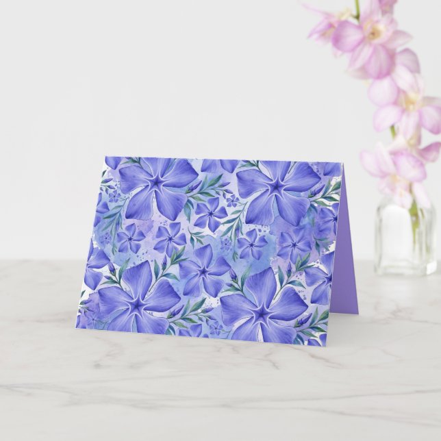 Blå-Violetta Vinca-blommor Kort (Orkide)