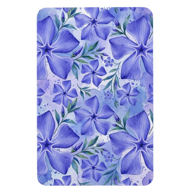 Blå-Violetta Vinca-blommor Magnet (Vertikal)