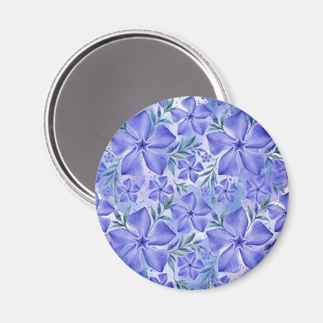 Blå-Violetta Vinca-blommor Magnet (Front/Back)