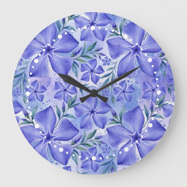 Blå-Violetta Vinca-blommor Stor Klocka (Framsida)