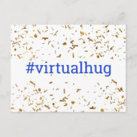 Blå Virtuell Kram Hashtag Guld Falskt Konfetti