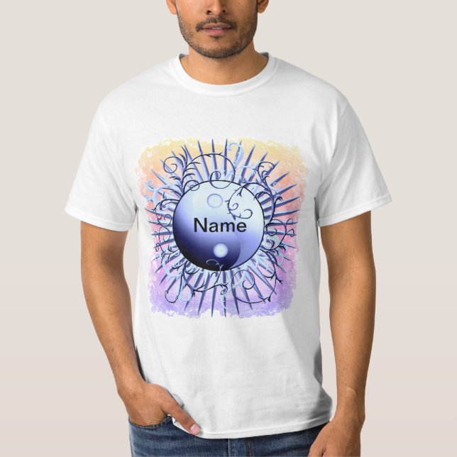 Blå virvel Yin Yang t-shirt (Framsida)