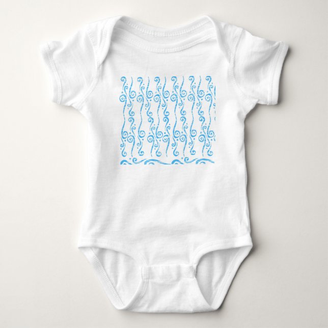 Blå Virvlar Baby Jersey Kroppsstrumpa T Shirt (Framsida)