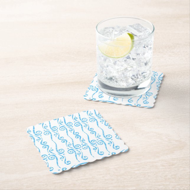Blå Virvlar Coaster Underlägg Papper (Insitu)