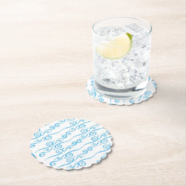 Blå Virvlar Coaster Underlägg Papper (Insitu)