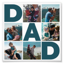 Blå & Vit 6 Foto Collage Pappa Foto Förstoring
