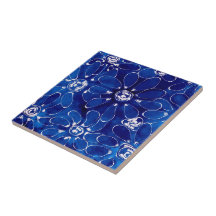 Blå vit Abstrakt Blommigt Blommor Blommor