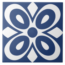 Blå vit abstrakt blomster geometrisk kakelplatta