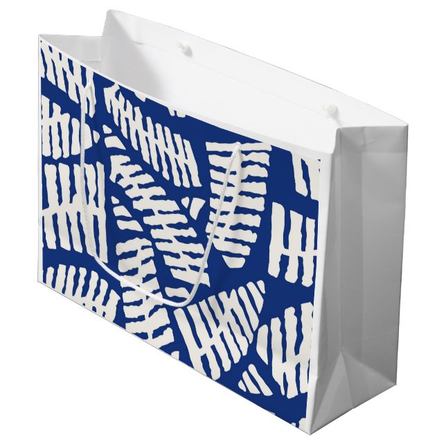 Blå vit Abstrakt Löv Mönster Gift Bag (Framsidan Vinklad)