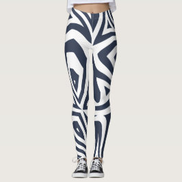 Blå vit Abstrakt Zebra tryck Womens Leggings