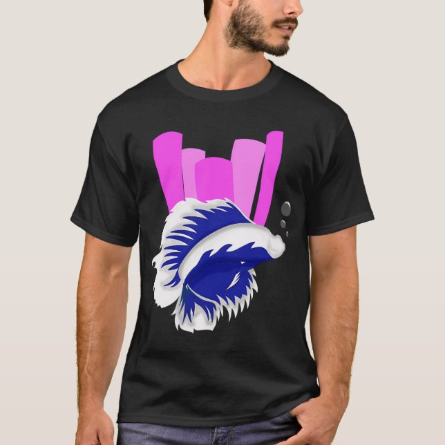 blå vit äkta fisk t shirt (Framsida)