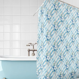 Blå vit akvarell blom diagonal rand