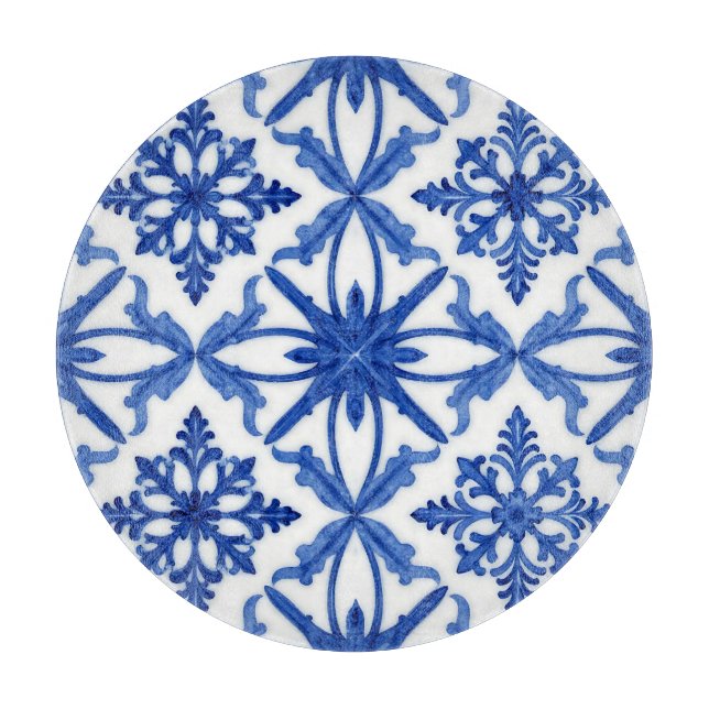 Blå vit Azulejo-kakel blomster mönster (Framsidan)