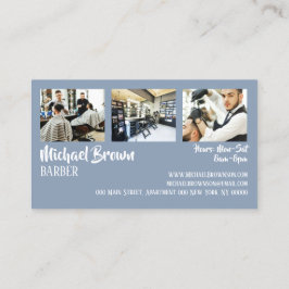 Blå Vit Barberstolpe leverans butik anpassad bild Visitkort