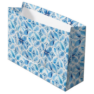 Blå Vit Batik Blommig Bröllopsdusch