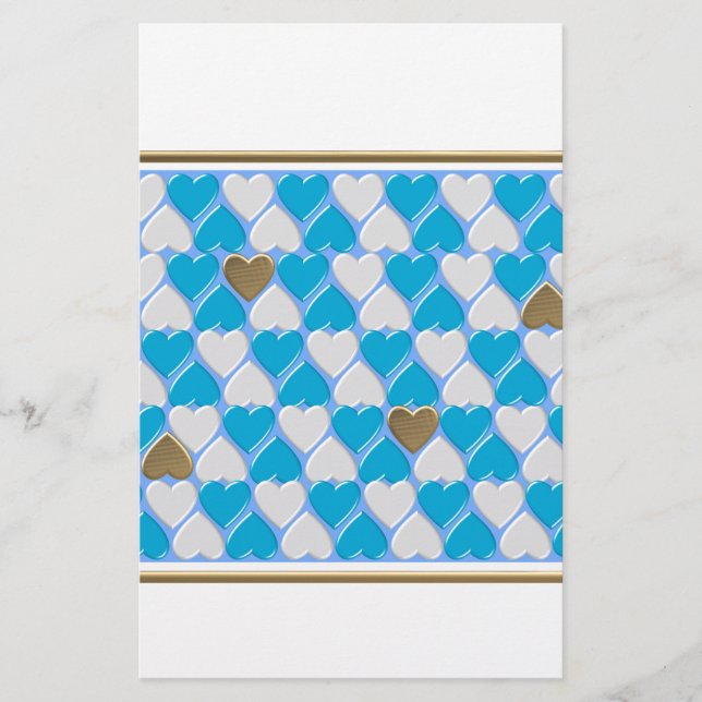 Blå, vit bayersk mönster. brevpapper (Framsida)