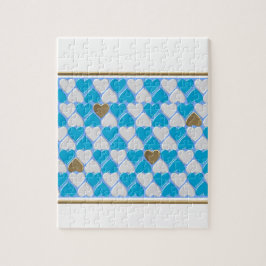 Blå, vit bayersk mönster. pussel